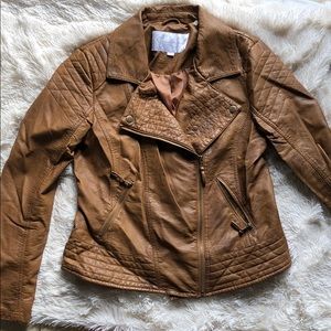 Maternity Cognac Quilted Motto Jacket